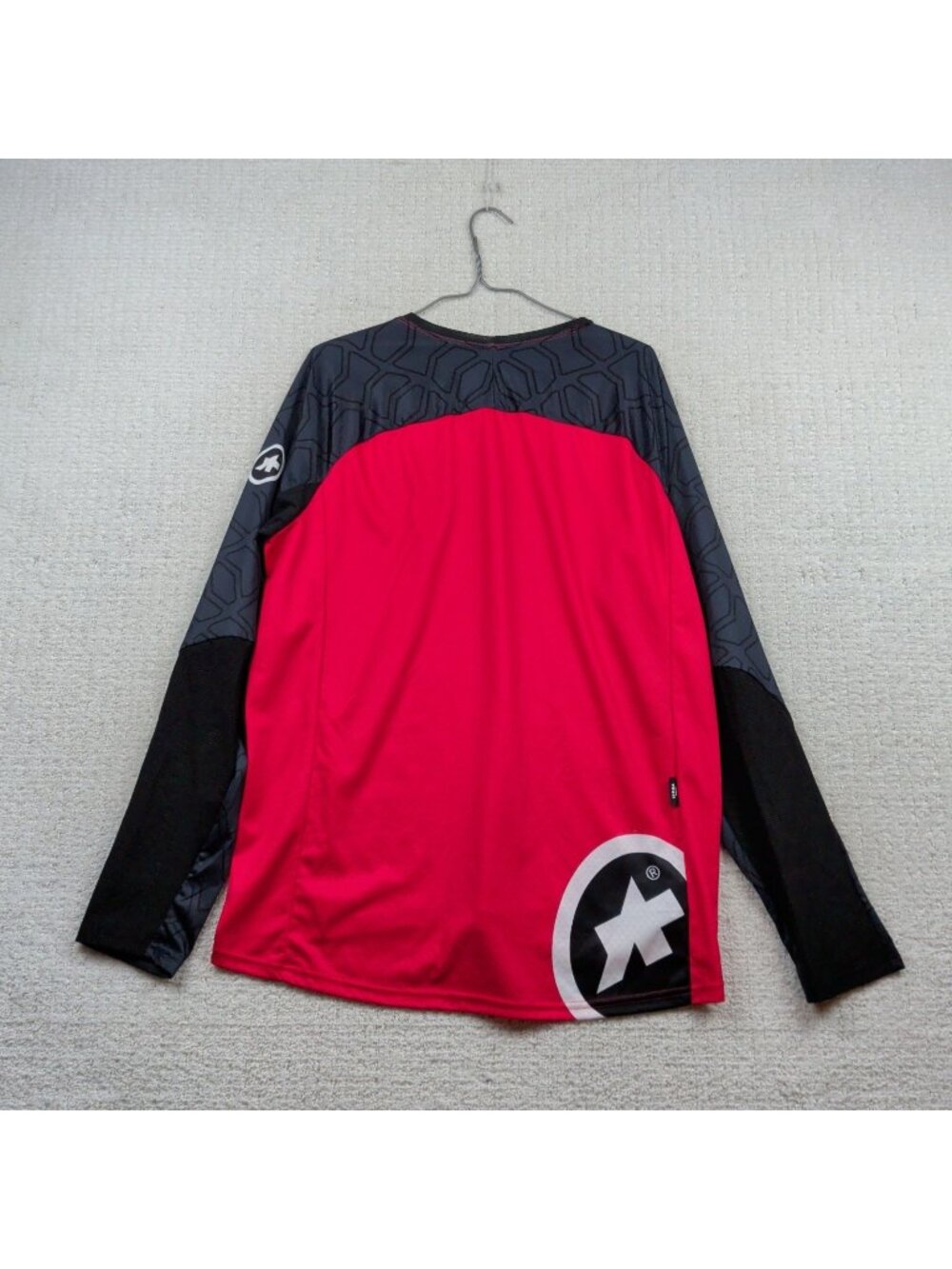Assos of Switzerland Cycling Long Sleeve Shirt Red / Gray Cyber Tech AOP Sz XL